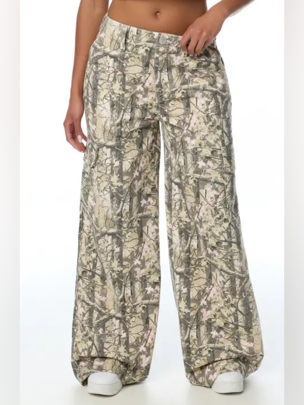 True Religion Pink Tree Multi Camo Baggy Cargo Wide Leg Pants